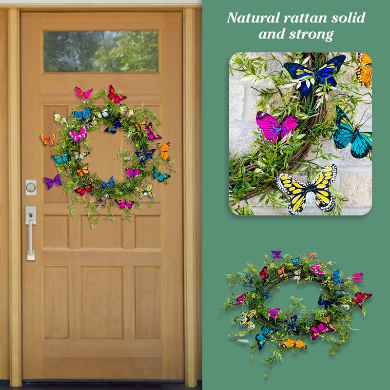 Artificial Wreath Multicolored Butterfly Fluttering in The Wind Hanging Garland