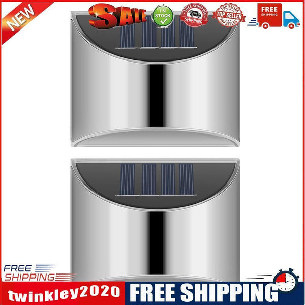 2pcs Cold White 4 LED Solar Lights Waterproof  Wall Stair Lamp for Security