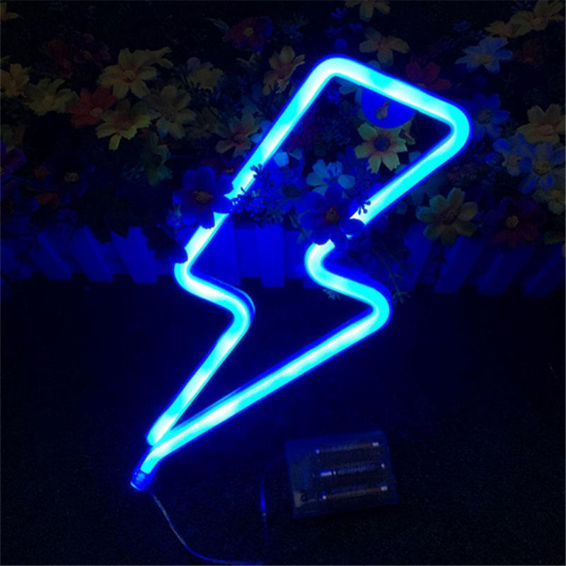 Creative Neon Sign Light Kids Room Night Lamp Mural Decor (Blue Flashing) Newly