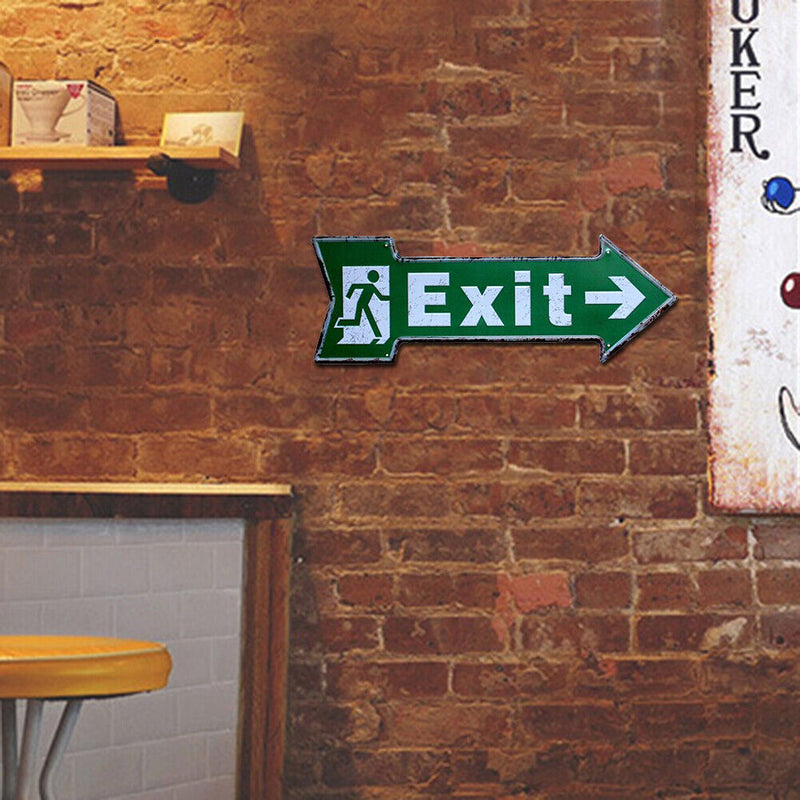 Special Shape Arrow Exit Metal Signs Retro Waterproof Door Hanging Board Newly