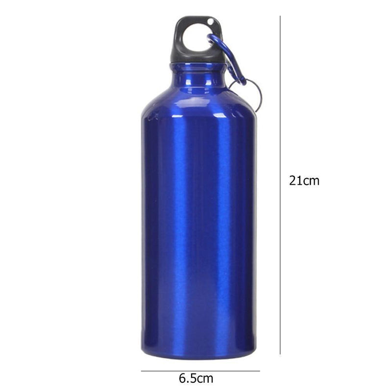 Aluminum Portable Outdoor Sports Water Bottle Kettle with Lid (Blue 500ml) Newly