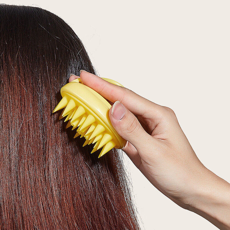 Silicone Head Body Massage Brush Hair Washing Clean Comb Hair Care (Yellow)