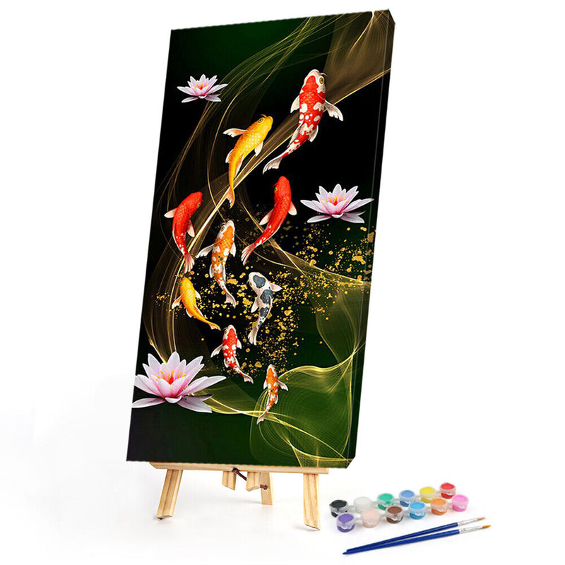 Nine Fish Oil Paint By Numbers DIY Acrylic Painting Wall Art Picture Home C