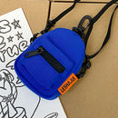 Nylon Crossbody Bag Men Women Street Hip Hop Zip Small Phone Packs (Blue)