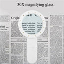 Reading Handheld Seniors Magnifier With LED Illuminated Magnifying Glass 30X