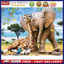 5D Full Round Drill Drawing Picture Elephant Giraffe Diamond Painting Ornam