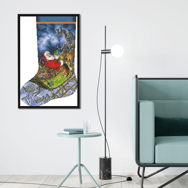 Christmas Socks Print Partial Embroidery Kits 11CT Stamped Needlework Home Decor