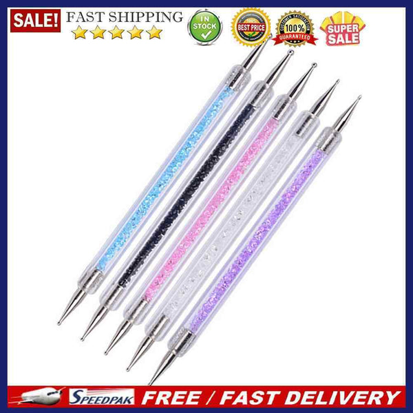 5pcs Double Head Diamond Drill Pen Manicure Sequins Picker Nail Art Crystal P