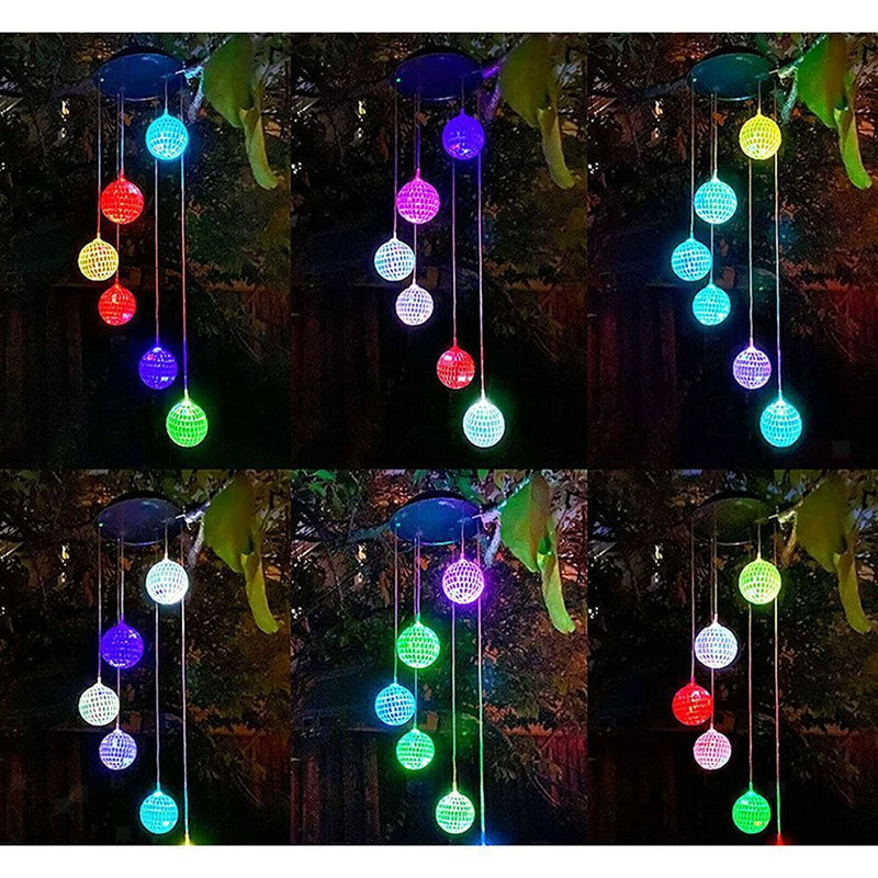 Waterproof Mirror Ball Windbell Lights LED Solar Wind Chimes Lights Lawn Lamps