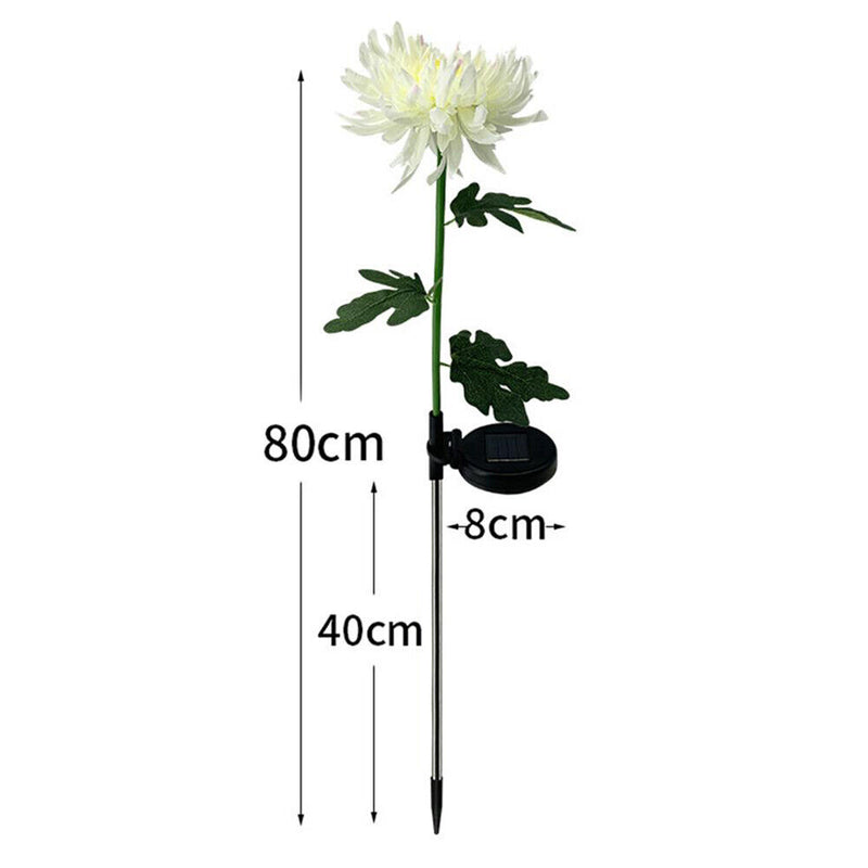 2pcs LED Solar Light Chrysanthemum Lawn Stake Lamps Garden Decor (White) Newly