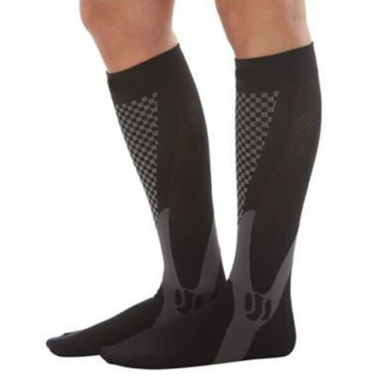 Compression Socks Unisex Sports Running Football Elastic Socks (Black S/M) Newly
