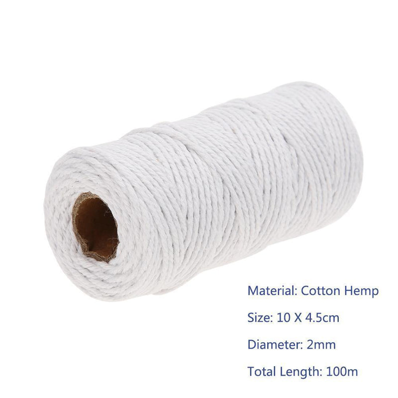 1 Roll 100 Meters 2Ply Cotton Twine DIY Weaving Handmade Craft Rope (White Newly