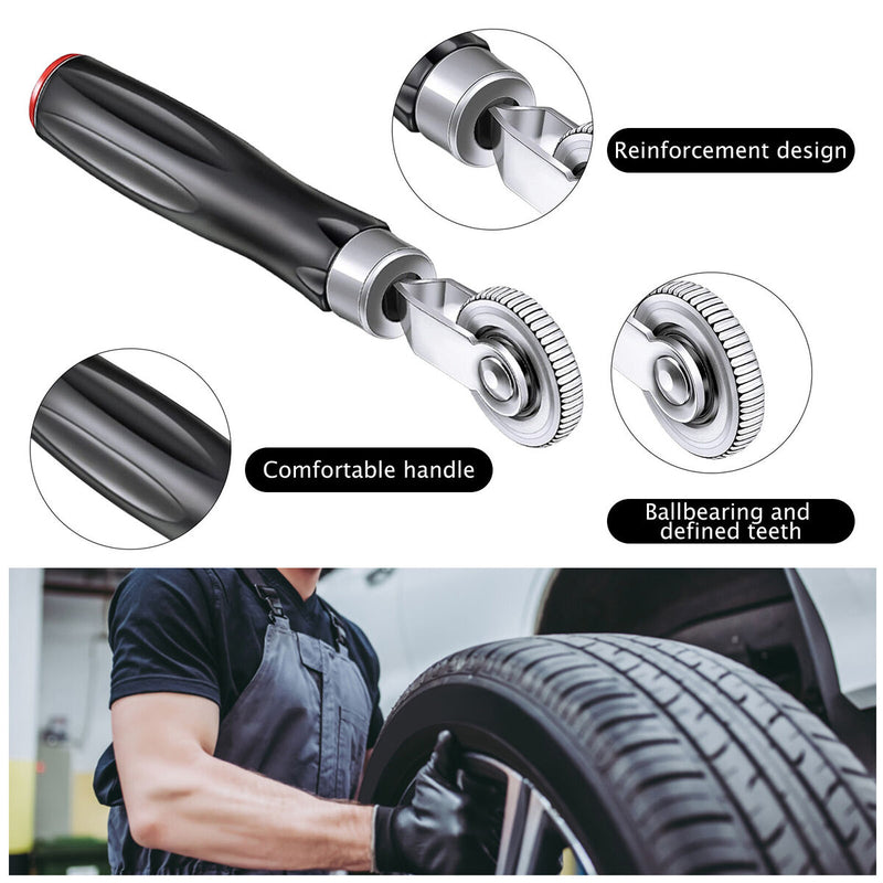 #A Repair Tool Wooden Handle Defined Teeth Wheel Kit with Grinding Tip for Truck