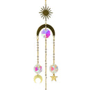 Metallic Hoop Moon Sun Crystal Pendant Wind Chime Hanging Drop Garden Decoration