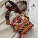 Ethnic Women Messenger Bag Woven Tassels Small Bucket Shoulder Handbags Totes