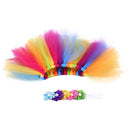 Cute Kids Girls Crochet Multi Tutu Skirt Flower Hairband Photo Props (0-2M)