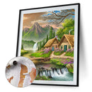 Landscape Drawing Frameless DIY Oil Paint By Numbers Home Decor (Cabin)