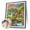 Landscape Drawing Frameless DIY Oil Paint By Numbers Home Decor (Cabin)
