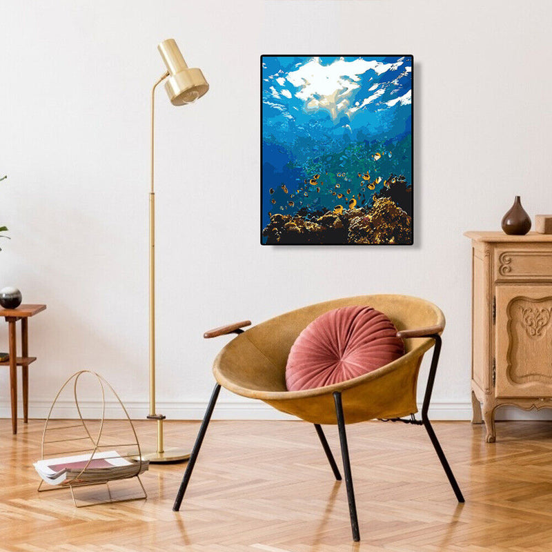 DIY Digital Canvas Underwater World Handpainted Drawing By Number Kits Art Craft