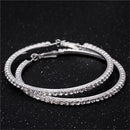 Round Circle Shiny Drop Earrings Crystal Hoop Earrings Dangle Jewelry Ear Stud