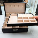Jewelry Velvet Box with Lock Travel Earring Organizer Storage Case (Black)
