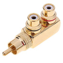 Gun Shape RCA 1 Male to 2 Female AV Audio Video Splitter Adapter Connector