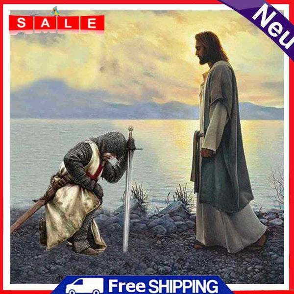 DIY Hand Painted Paint By Numbers Oil Canvas Picture Knight and God Ornament Kit