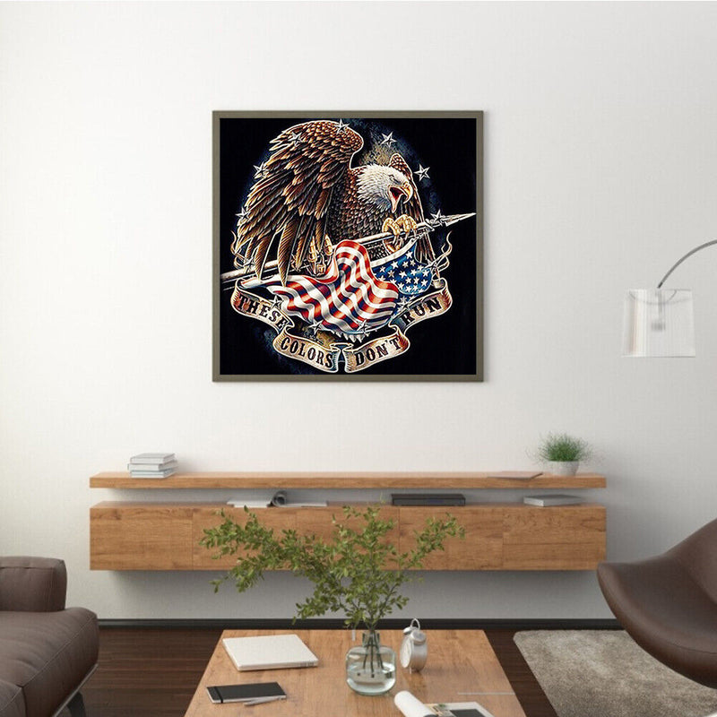Eagle and Flag Frameless Oil Paint by Numbers Kit DIY on Canvas Picture Art