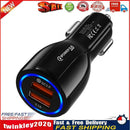 Phone Car Charger QC3.0 Dual USB Fast Charging Adapter for Mobile (Black) Newly