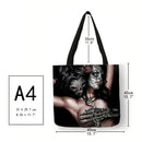 Horror Printed Shoulder Shopping Bag Casual Large Tote Handbag (40*40cm)