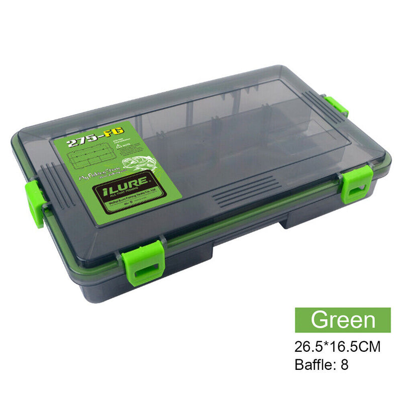 Double Sided Fish Hook Lures Bait Storage Box Fishing Tackle Case (Green)