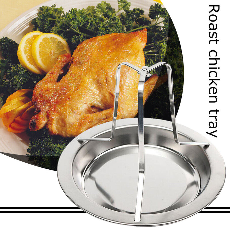 Stainless Steel Chicken Roaster Rack Plate Non Stick DIY BBQ Grill Stand