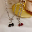 Diablo Punk Stainless Steel Cherry Pendant Clavicle Chain Hip Hop Necklace