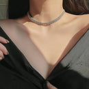 Choker Row Diamond Necklace Crystal Necklace Metal Short Chain For Women|Girls