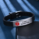Medical Alert Bracelet COPD Allergy Silicone Wristbands (Type1 Diabetic) Newly