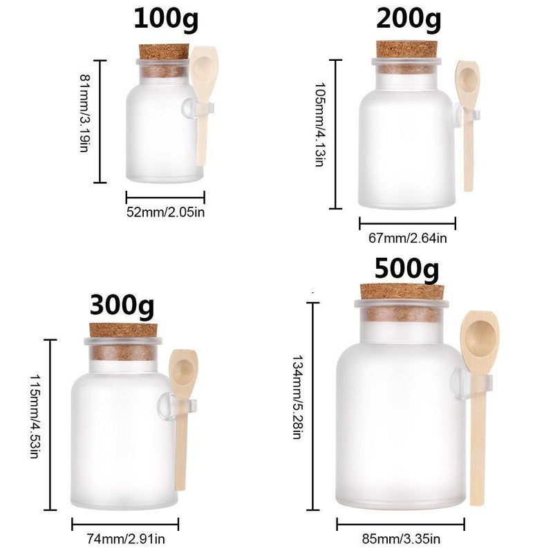 Wooden Spoon Frosted Seal Jar Storage Container Cork Stopper Bath Salt Bottle