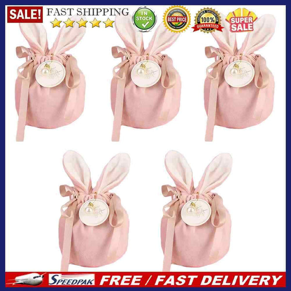 Packaging Velvet Easter Bags Rabbit Ears Shape Candy Gifts Pouch Party Decor