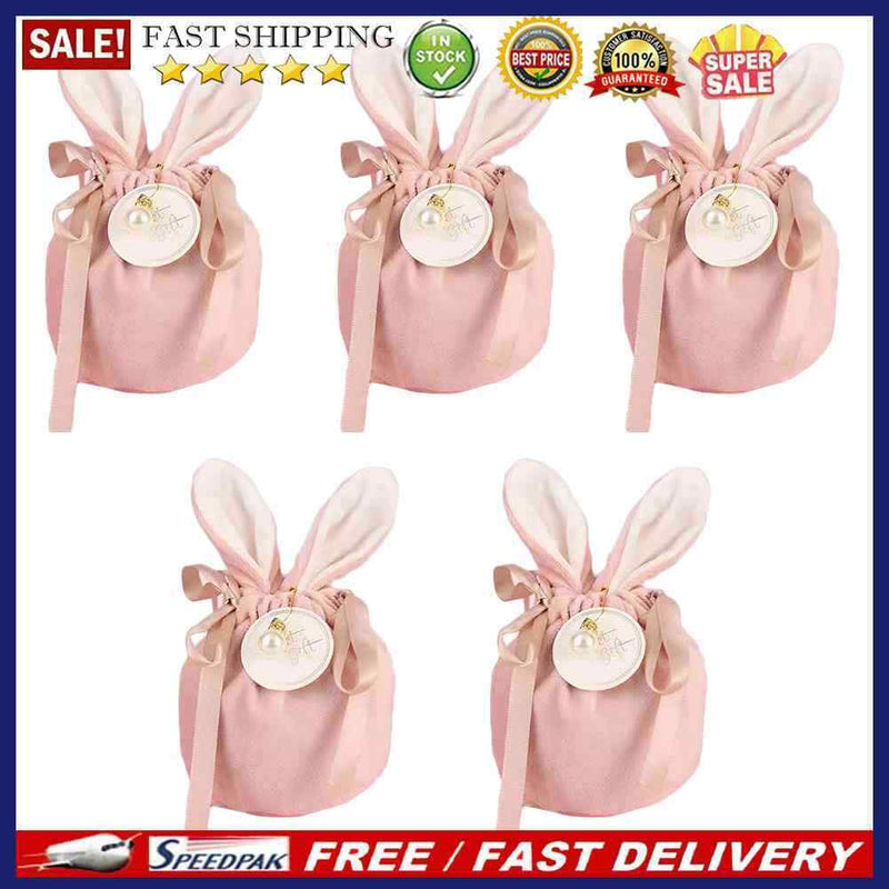 Packaging Velvet Easter Bags Rabbit Ears Shape Candy Gifts Pouch Party Decor