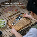 12pcs Outdoor Cutlery Organizers Camping Tableware Storage Bag Roll Picnic Case