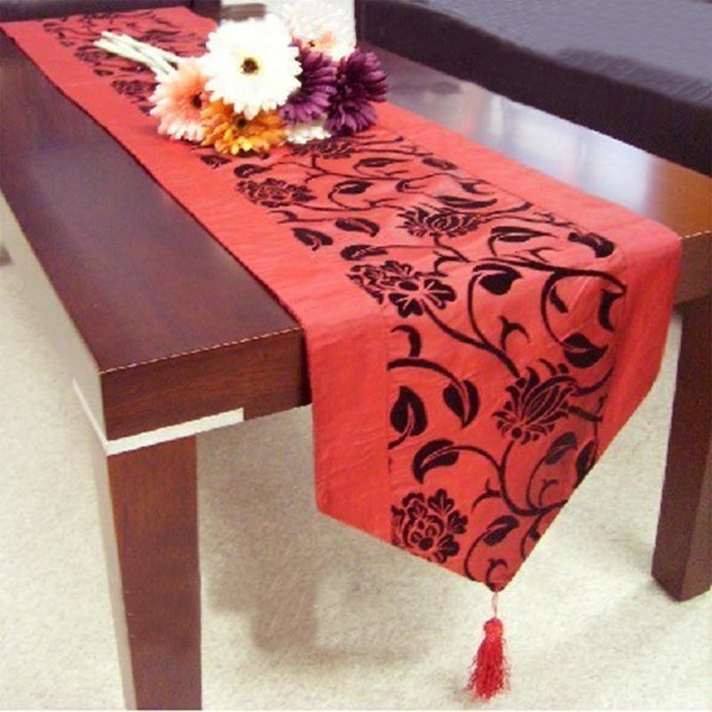 Chameleon Flocking Tablecloth Home Runners Dinner Table Flag Cover(Red)