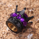 4pcs Auto Car Bling Rhinestone Black Crown Wheel Tire Valve Caps (Purple)
