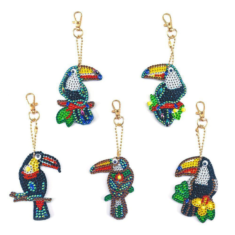 14PCS Diamond Painting Keychains Cup Animal Embroidery Needlework Keyrings