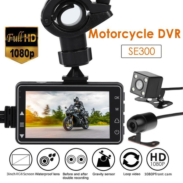 Dual Lens Motorcycle Motorbike DVR Dash Cam Front Rear Video Recorder Camcorder