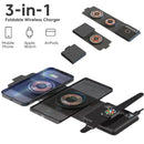 15W 3 in 1 Wireless Charger Foldable Clear Glass Portable Fast Charger.