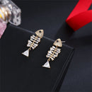 Drop Stud Earrings Zircon Dangle Fish Earrings Rhinestone Ear Clip Ear Stud