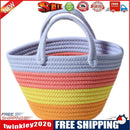 Rainbow Straw Women Handbag Cotton Straw Beach Summer Top-Handle Bag (S)