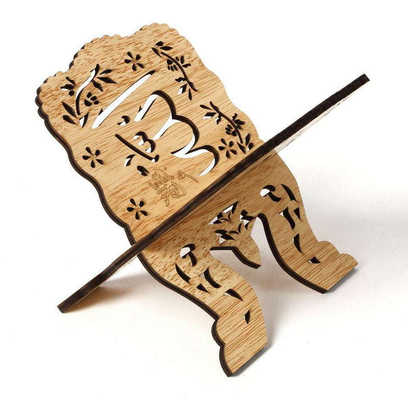 Eid Mubarak Wooden Bible Hollow Shelf Islam Book Storage Display Rack Stand