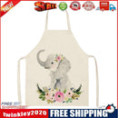 Kitchen Linen Apron Small Elephant Print Home Restaurant Cooking Baking Bib