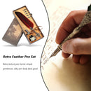 Retro Calligraphy Feather Dip Pen Writing Ink Quill Fountain Pen Set (Red) Newly