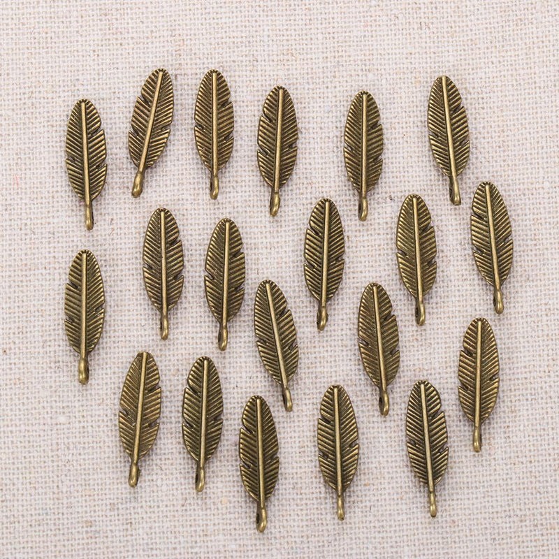 DIY Finding Jewelry Small Charm Bracelet Beads Feather Leaf Necklace Pendant